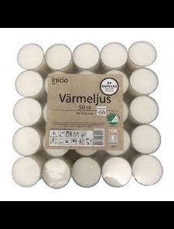 Värmeljus-6 H - Plastkopp-50 pack -Raps- Svanenmärkt