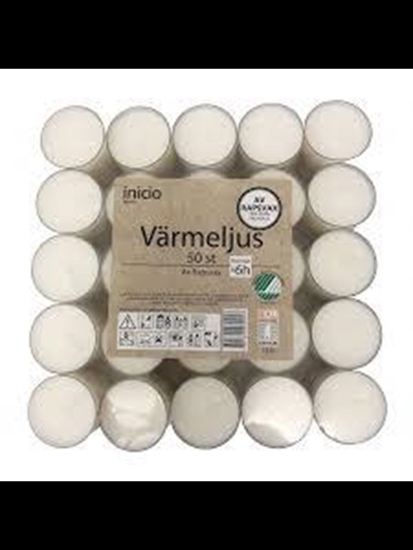 Värmeljus-6 H - Plastkopp-50 pack -Raps- Svanenmärkt 3820-Raps